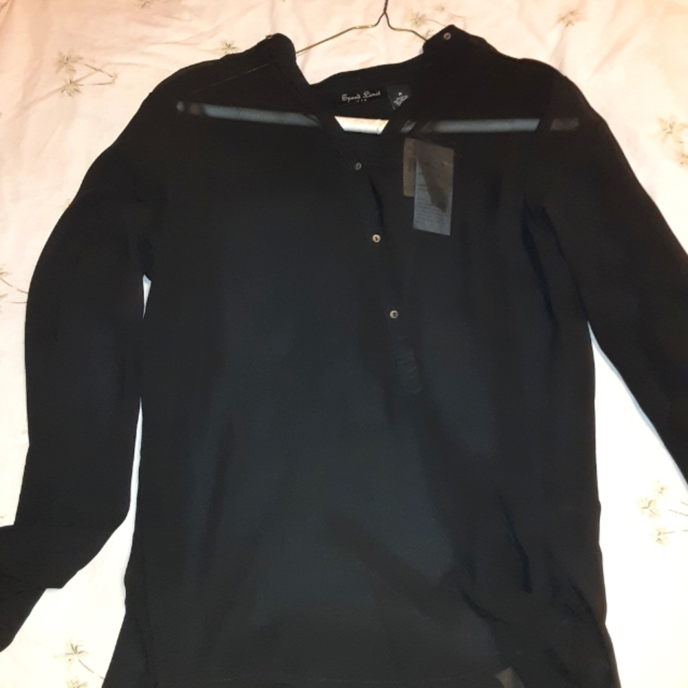 Chiffon Black Blouse Button down